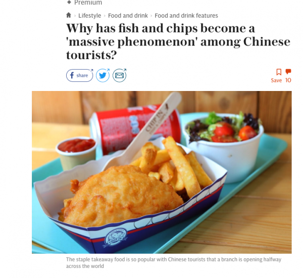 Why has fish and chips become a 'massive phenomenon' among Chinese tourists?
