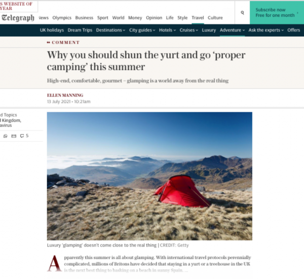 Why you should shun the yurt and go ‘proper camping’ this summer