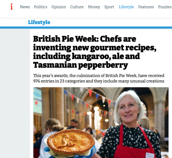 British Pie Week: Chefs are inventing new gourmet recipes, including kangaroo, ale and Tasmanian pepperberry